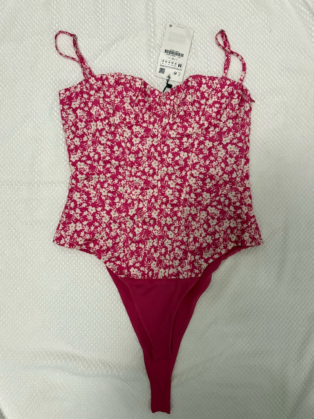 Zara Pink Floral Corset Bodysuit – Size M – NWT